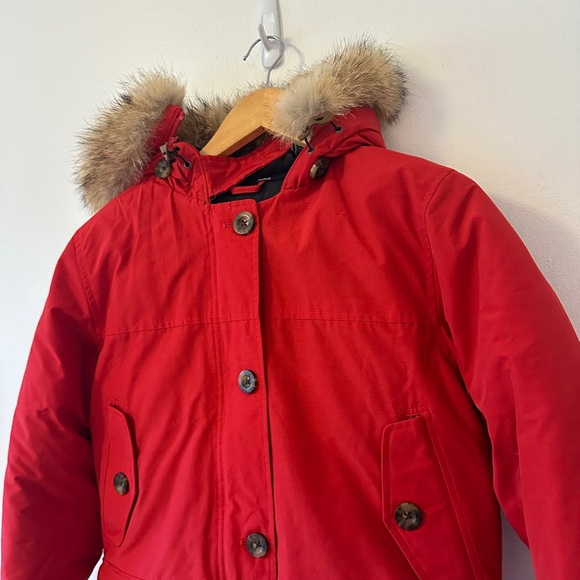 Woolrich Arctic Red Hooded Parka with Coyote Fur Trim | Size XS - Picture 2 of 12